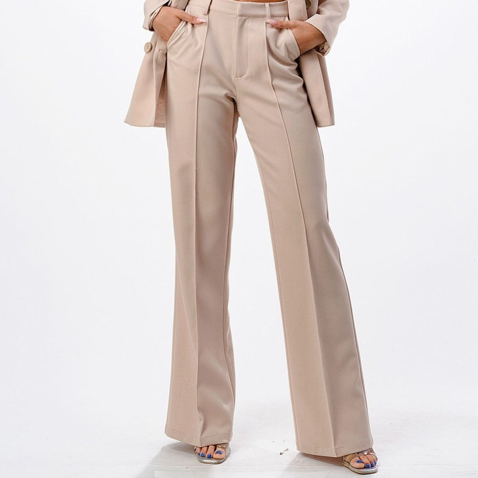 'Thea' Front Seam Wide Leg Trousers