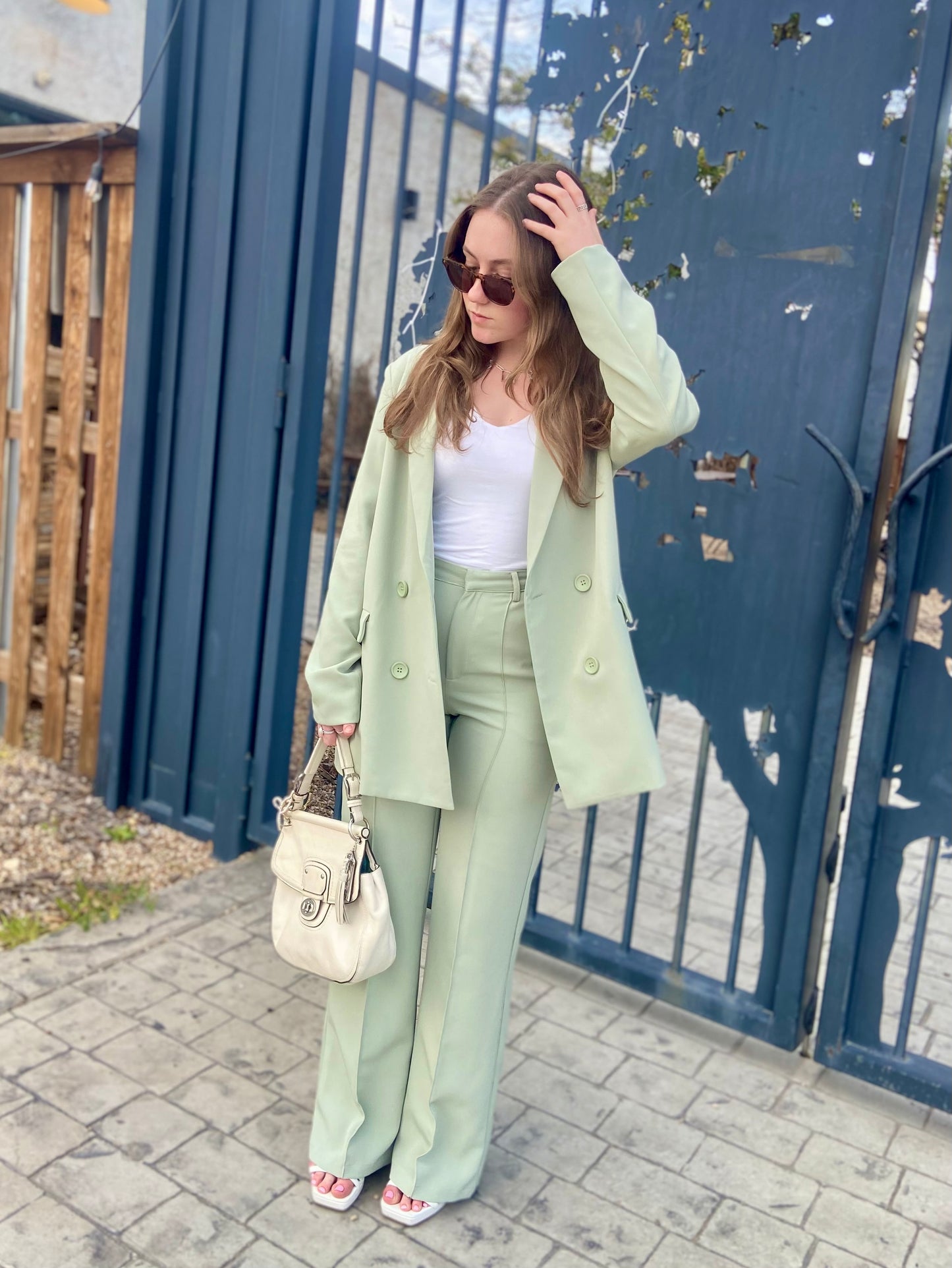 'Thea' Front Seam Wide Leg Trousers