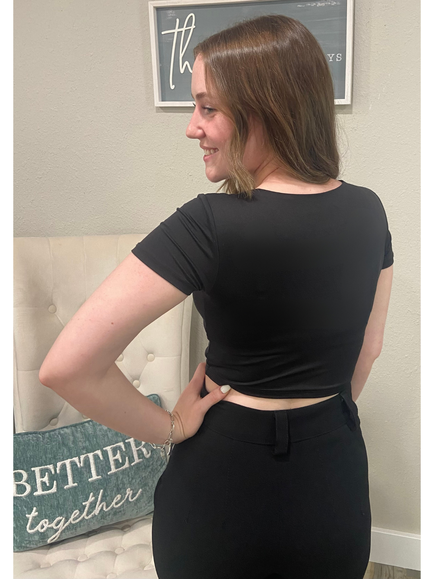 Black 'Sloane' Cropped Tee