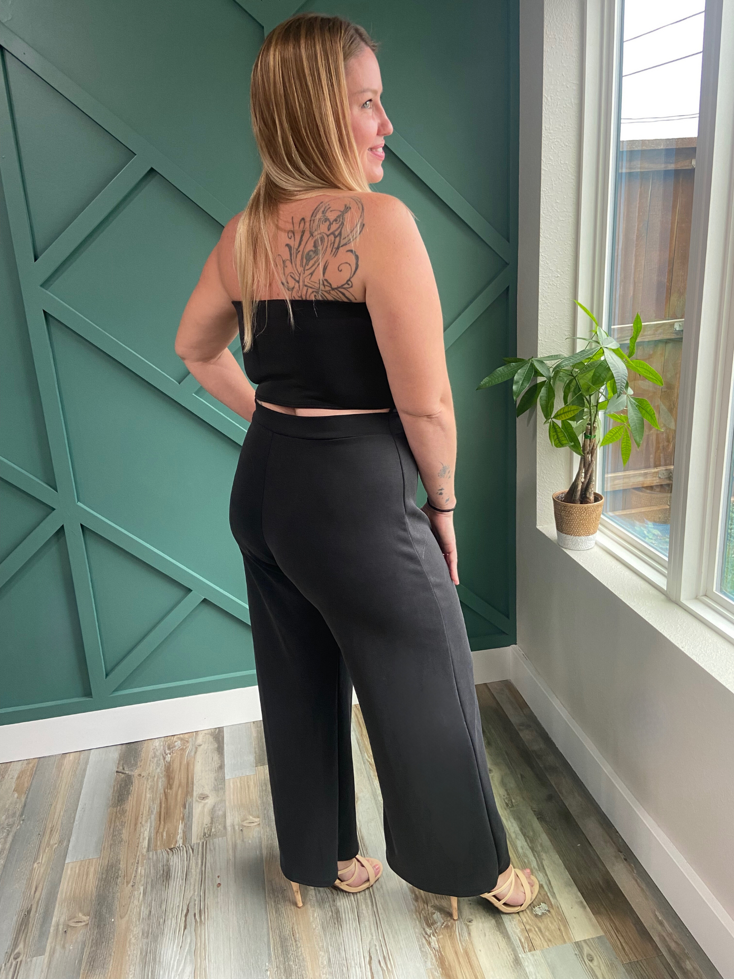 Black 'Jade' Back Cut Out Tube Jumpsuit