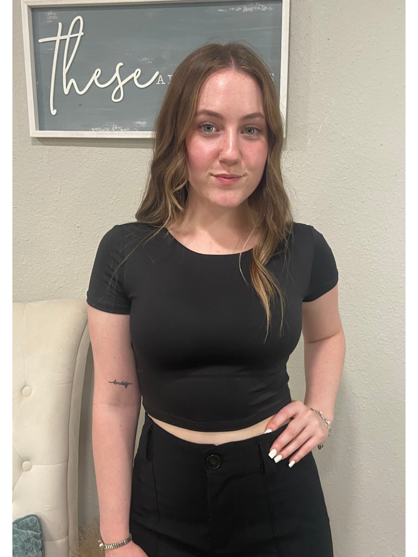 Black 'Sloane' Cropped Tee