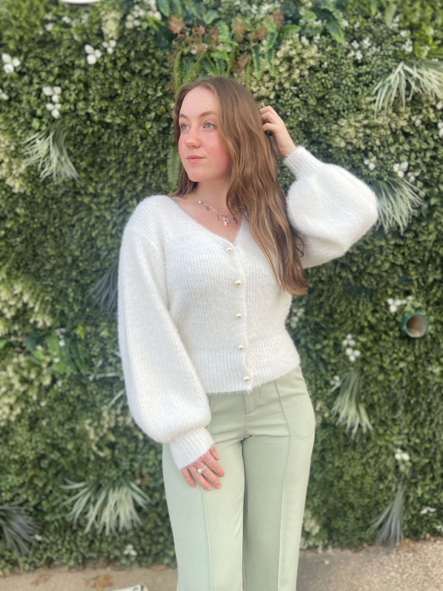 Ivory Pearl Button 'Serena' Cardigan