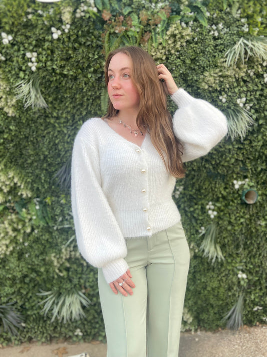 Ivory Pearl Button 'Serena' Cardigan