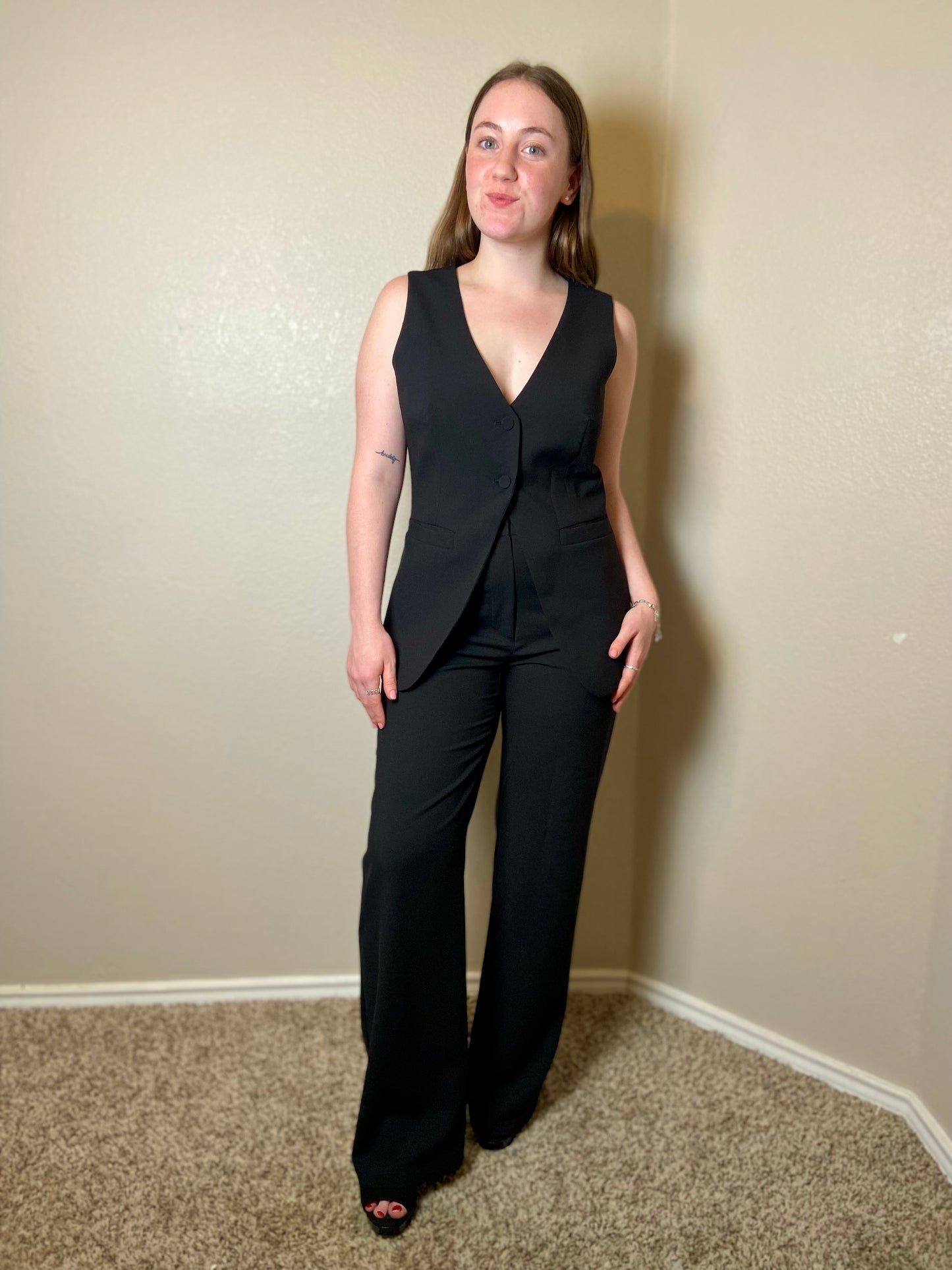 Black ‘Naomi’ Split Bottom Vest