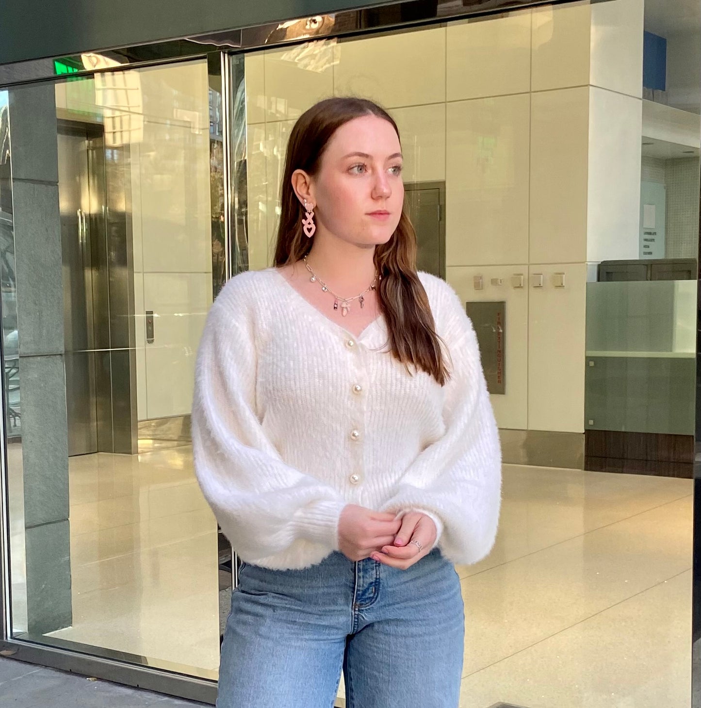 Ivory Pearl Button 'Serena' Cardigan