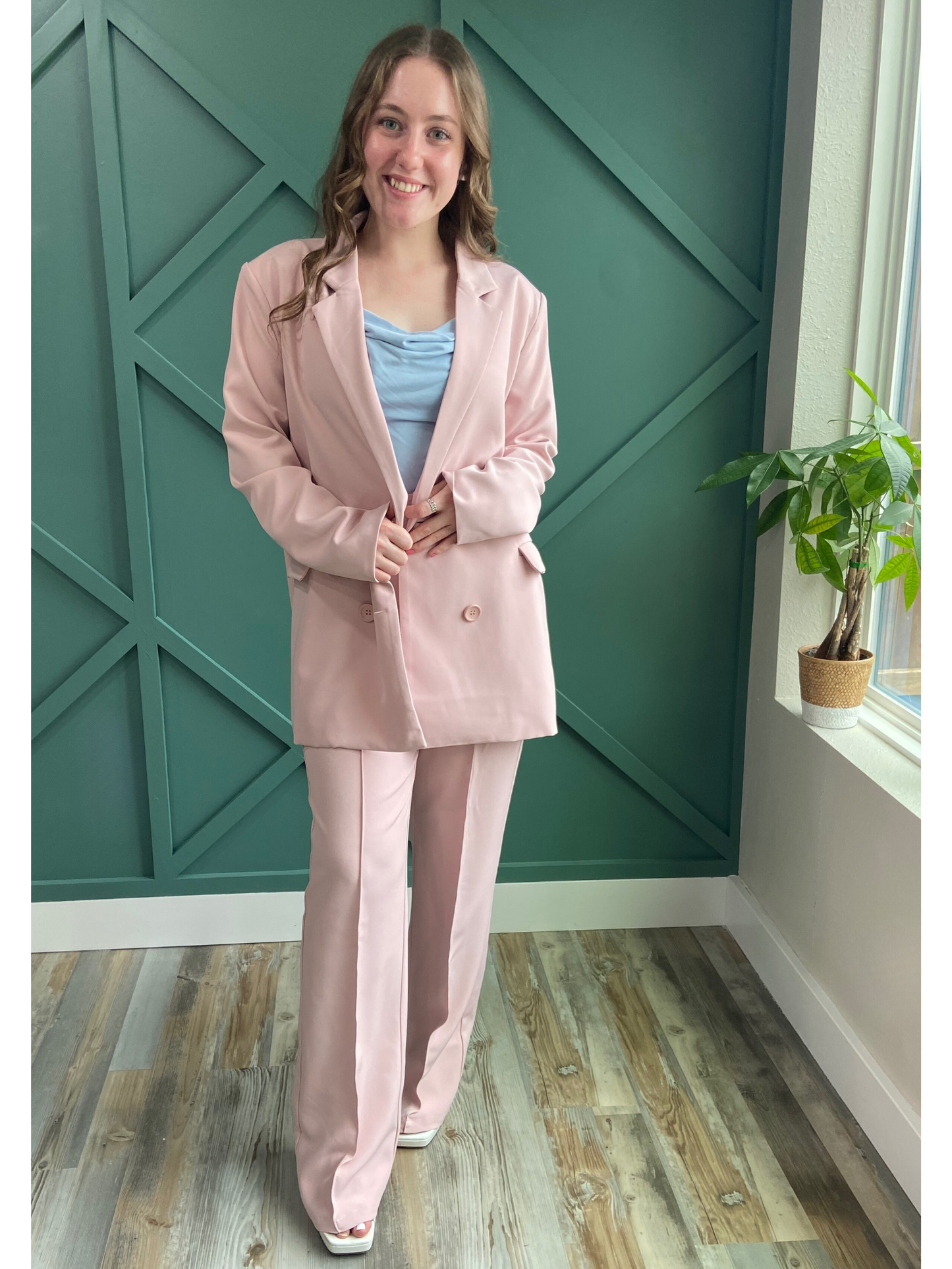 'Thea' Front Seam Wide Leg Trousers