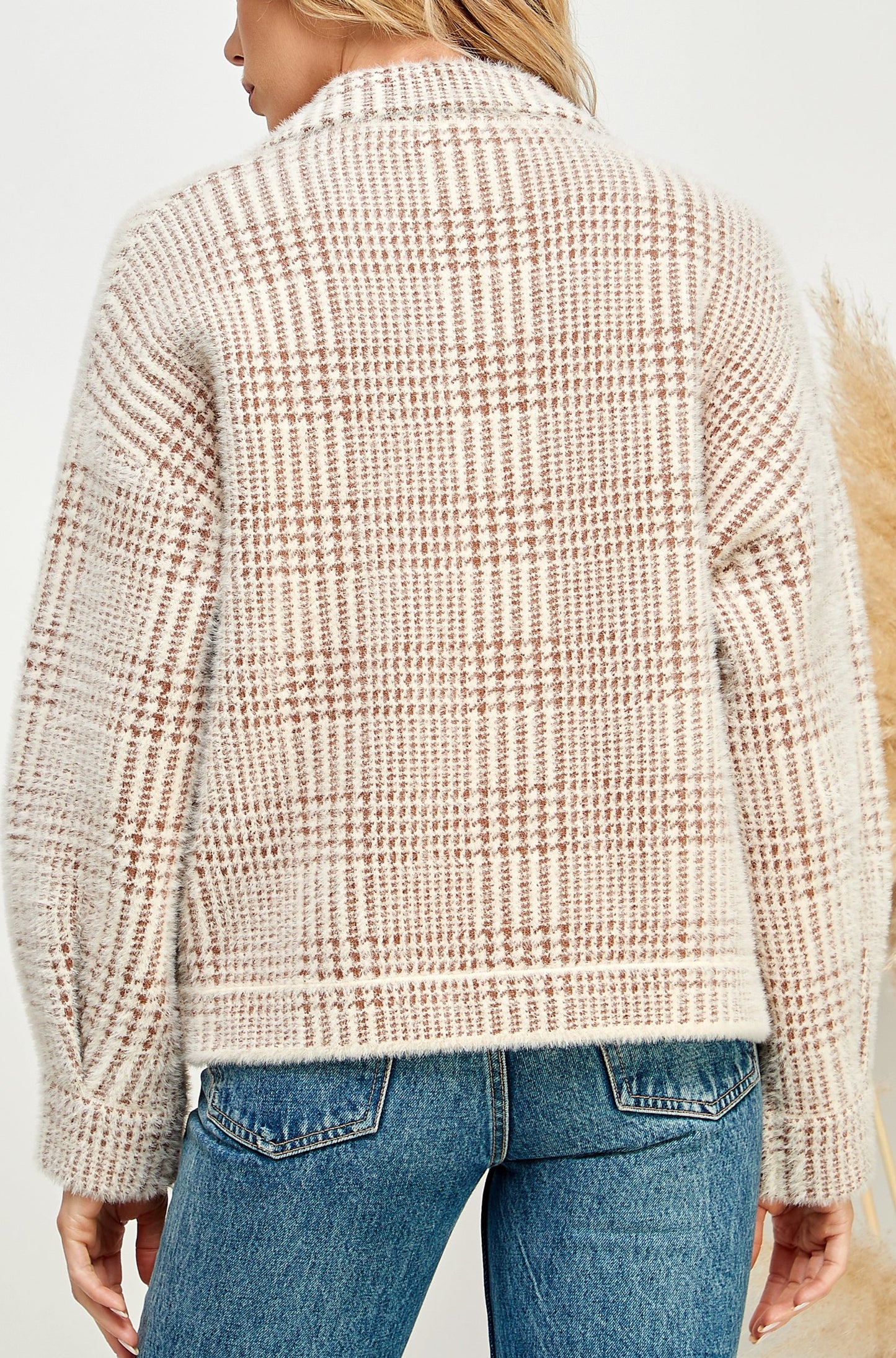 Ivory/ Brown 'Emma' Button Up Jacket